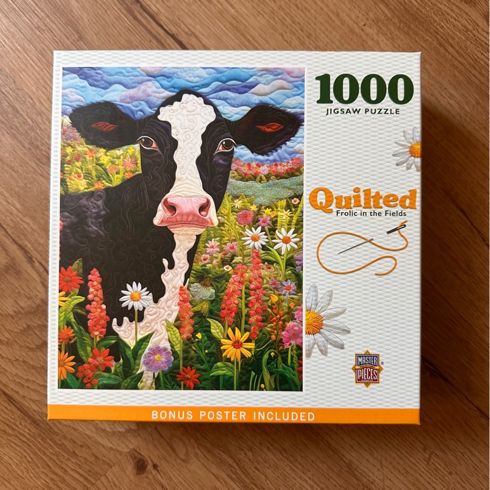 Master Pieces 1000 Piece Quilted Frolic in the Fields Cow Puzzle